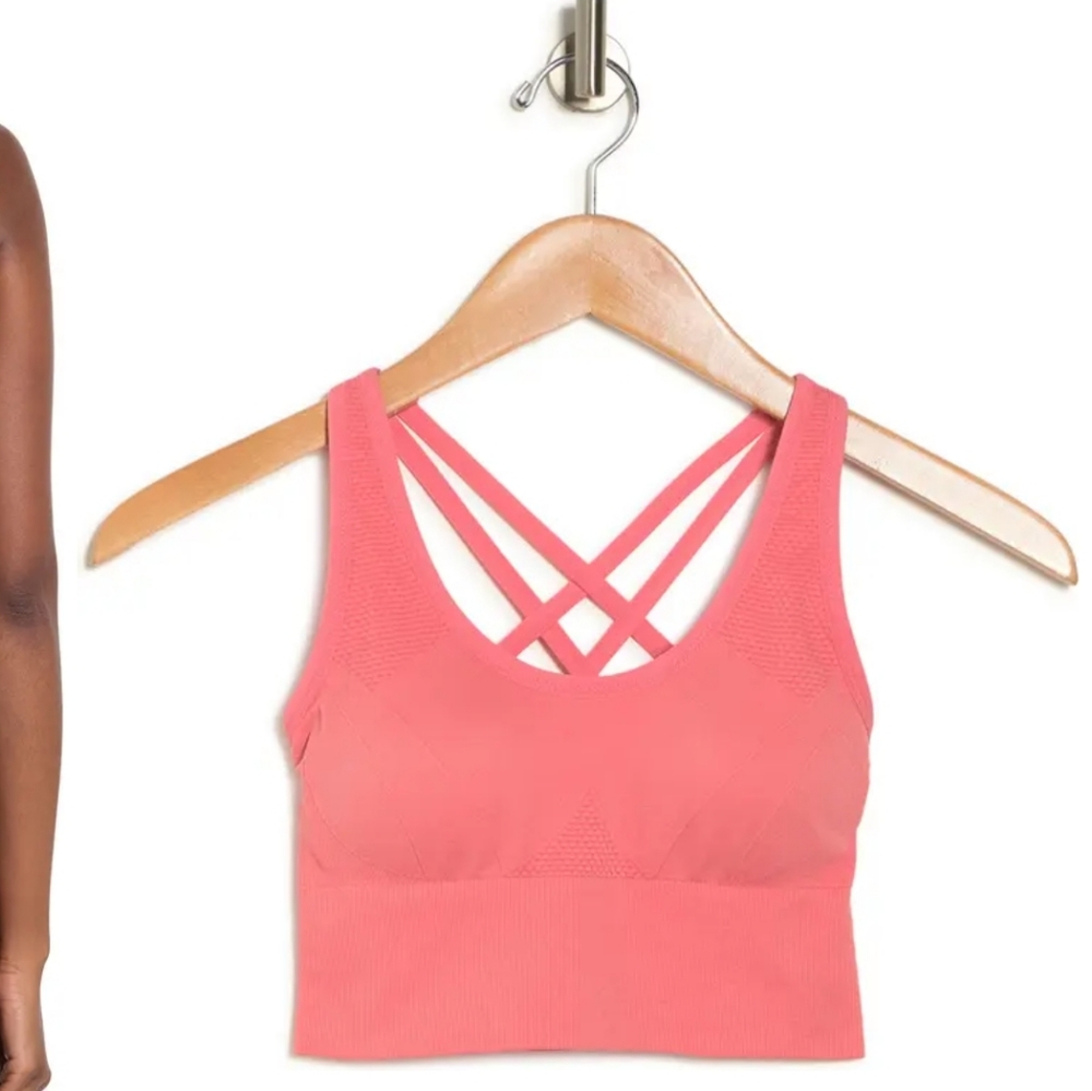 Like New Z BY ZELLA seamless Crossback Bralette Pink Blossom sports bra large